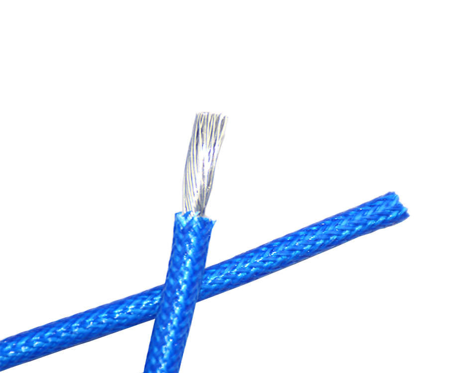 1-200P611202R92 Silicone Fiberglass Braided Copper Wire Cable, 2.5mm2 Flexible Cable 3.7mm Blue 2