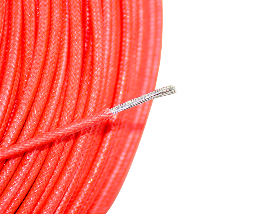 1-200PG05220533 UL3122 Silicone Rubber Fiberglass Insulated Braided Wire 300V 17 Gauge 1
