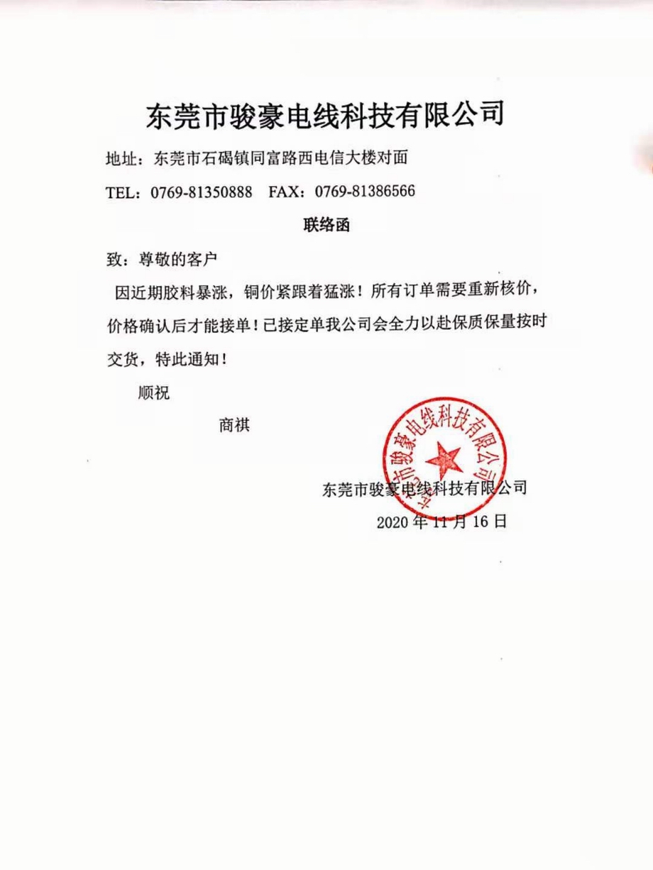 1-20111614344M64 调价通知